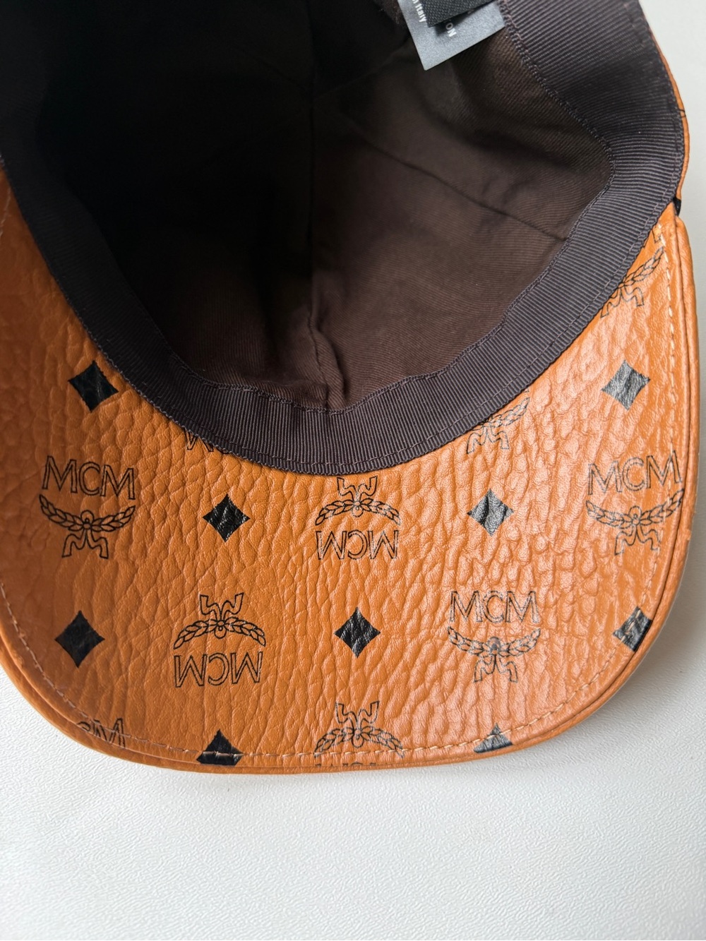 MCM Brown Monogram Leather Cap Genuine Leather Made in Italy - Picture 11 of 11